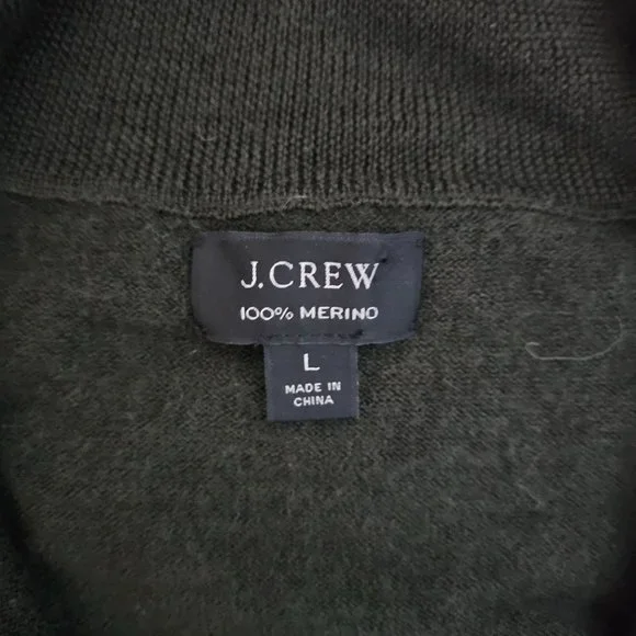 J. Crew Gray 100% Merino Wool Quarter Zip Long Sleeve Pullover Sweater Sz Large - Picture 5 of 12